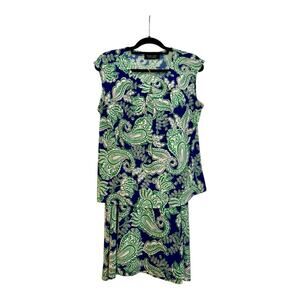 Evan Picone Navy and Green Paisley Skirt Set